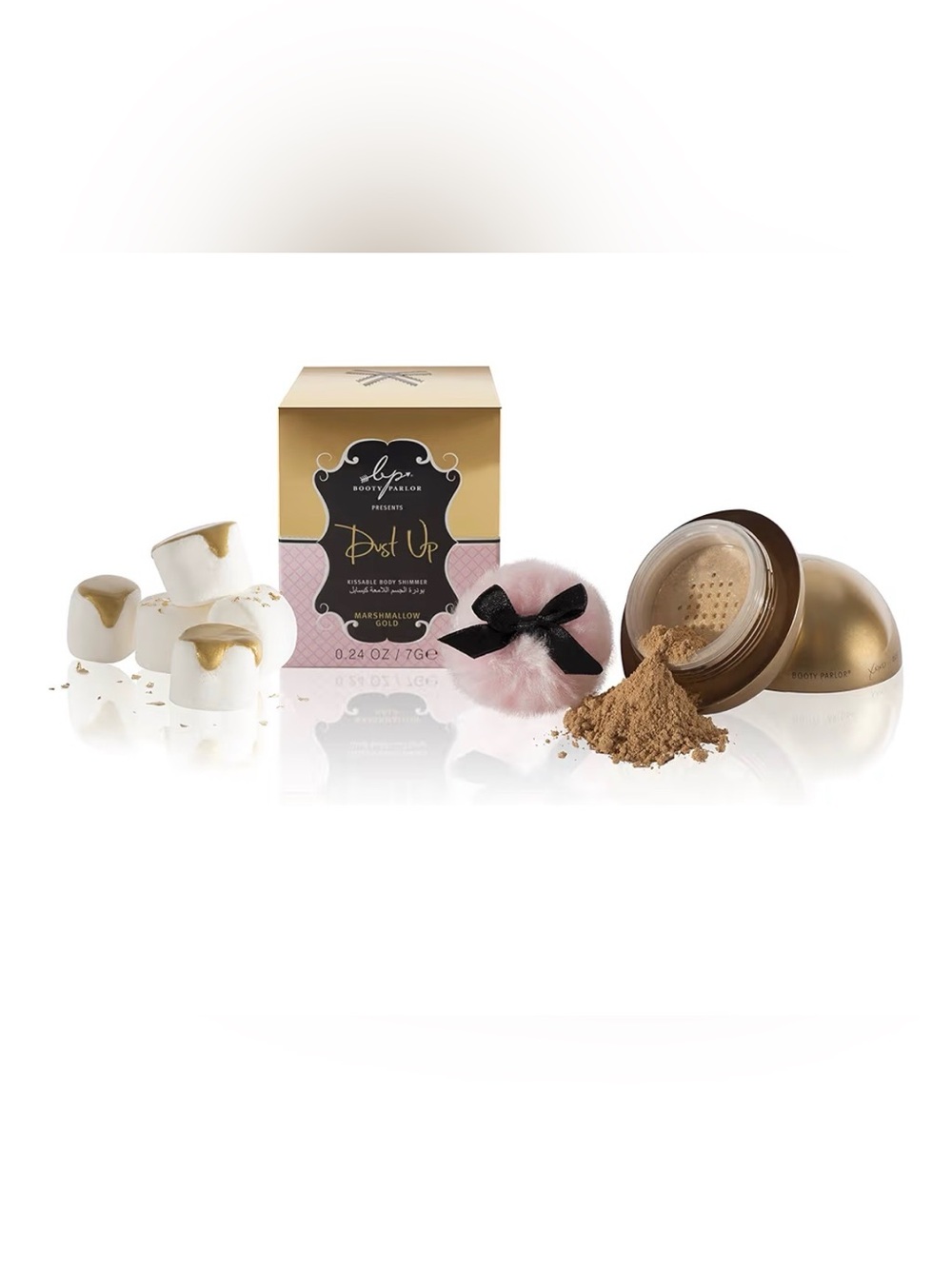 NEW Booty Parlor Dust Up Marshmallow Gold Kissable Shimmer Powder - Picture 2 of 16